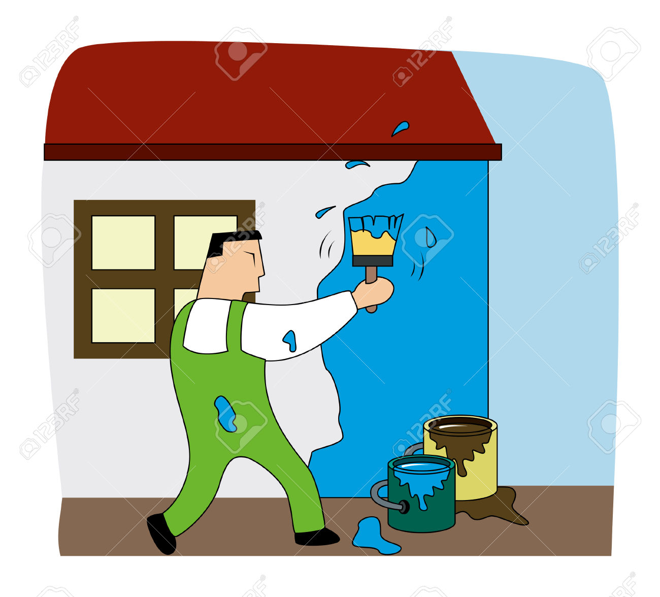 Painting a house clipart.