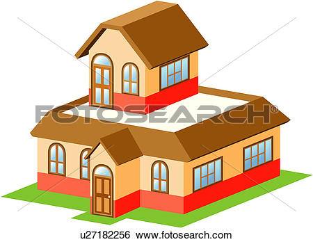 Clip Art of dwelling, house, structure, building, architecture.