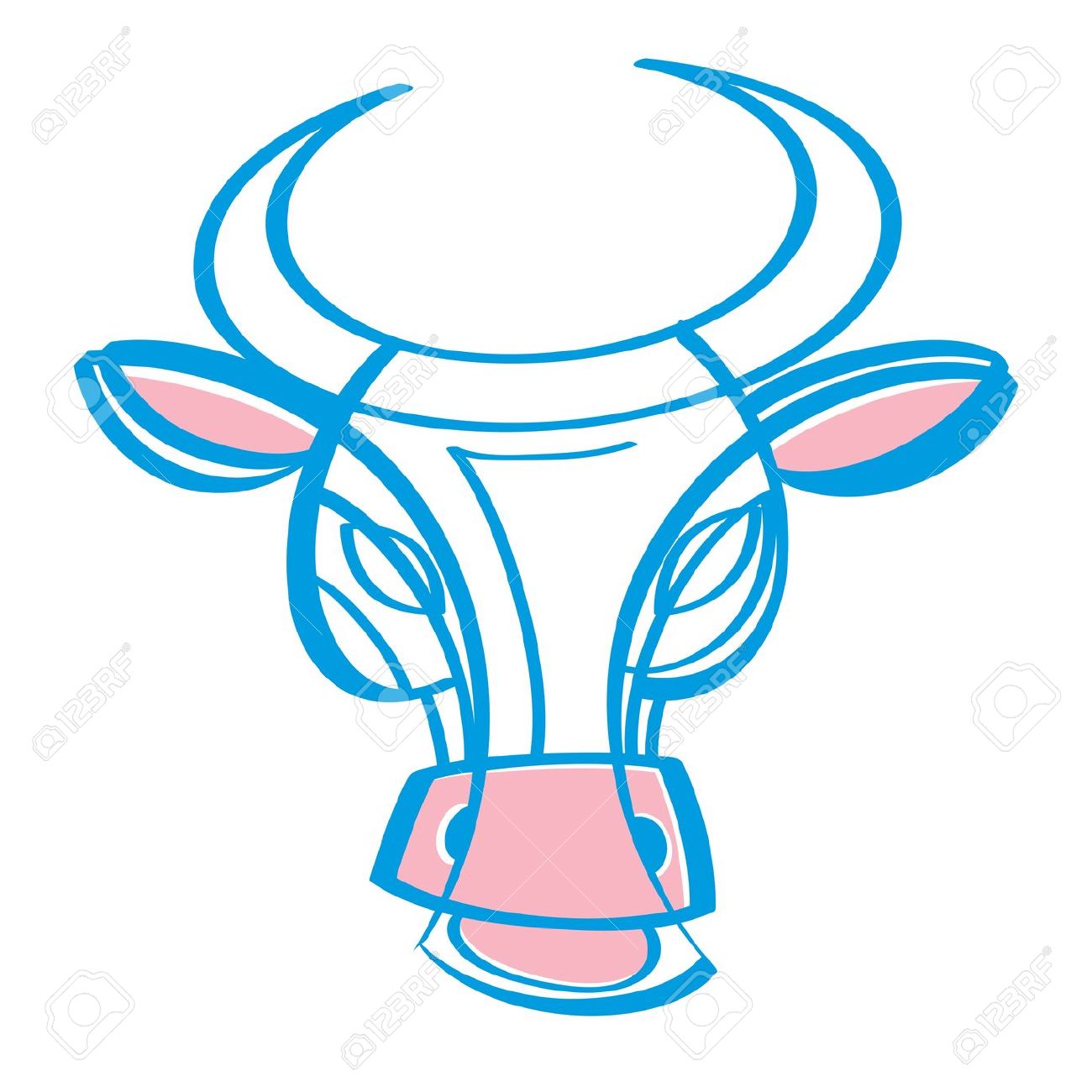 Cow Head Domestic Farm Animal Bull Horn Royalty Free Cliparts.