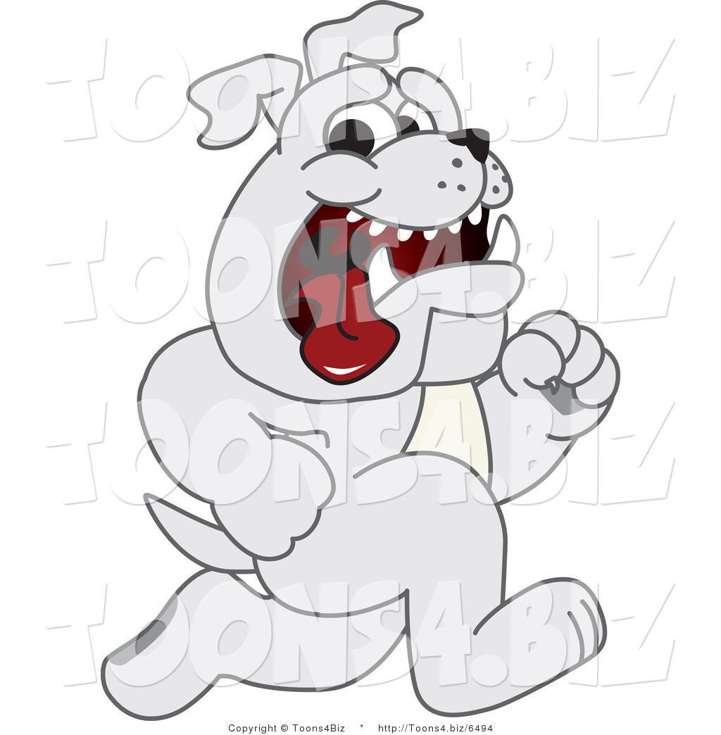 Vector Illustration of a Cartoon Bulldog Mascot Running by.