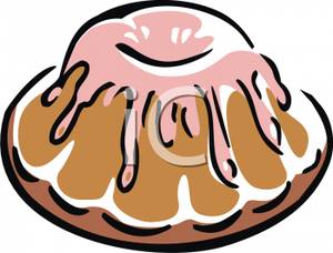 Clip Art Image: A Chocolate Bundt Cake with Strawberry Icing.