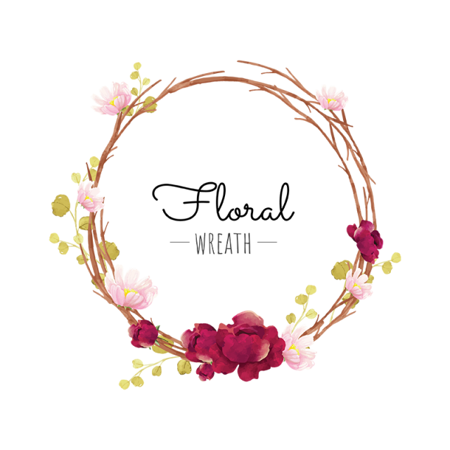 Flower Wreath, Wreath, Red, Burgundy PNG and Vector with Transparent.