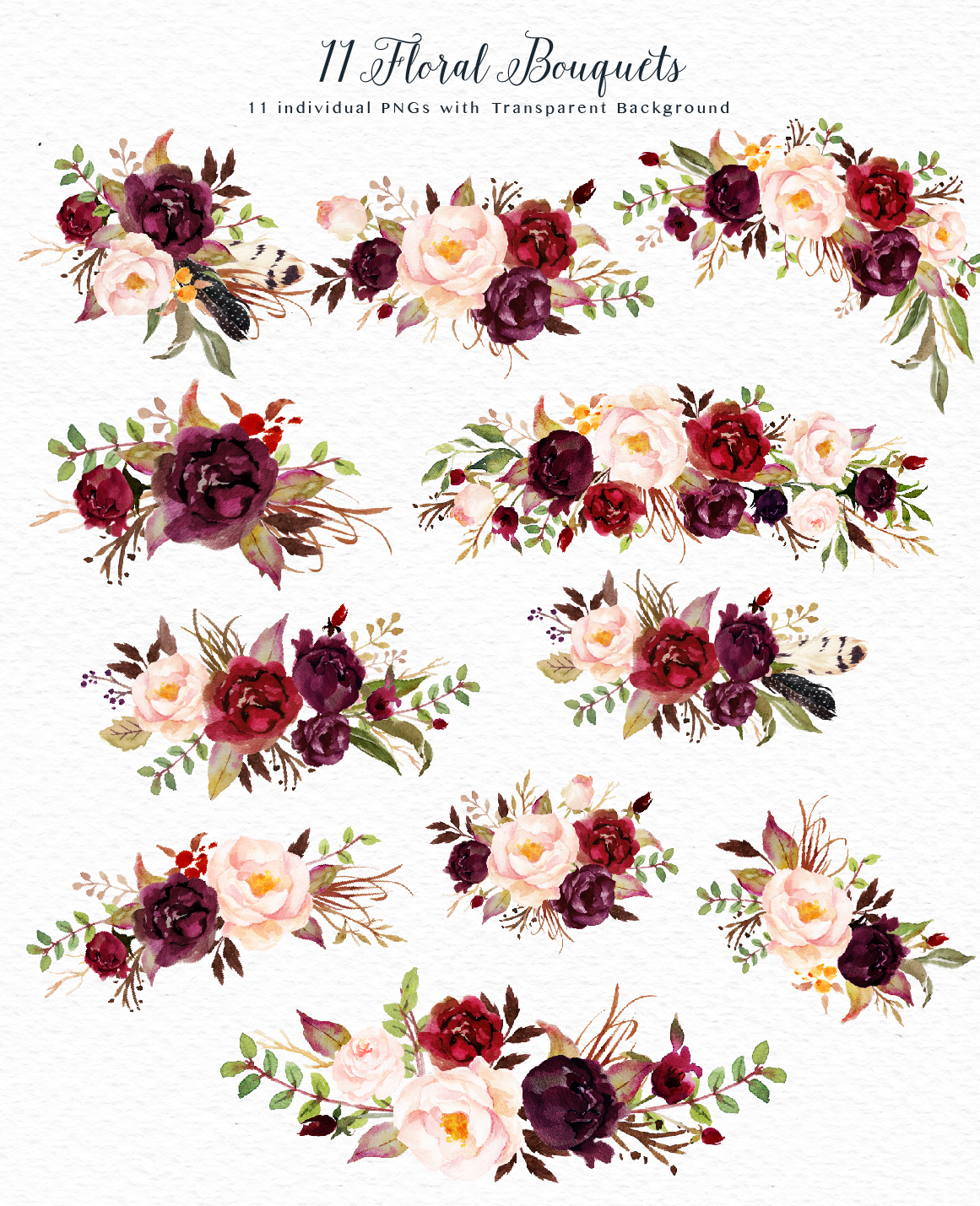 Watercolor flower Clip Art.