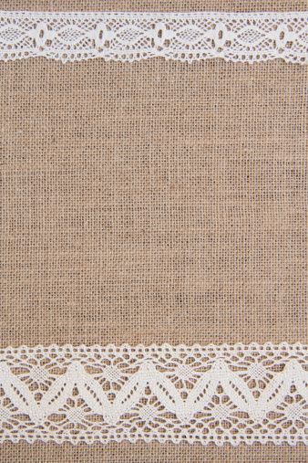 Burlap background with lace.