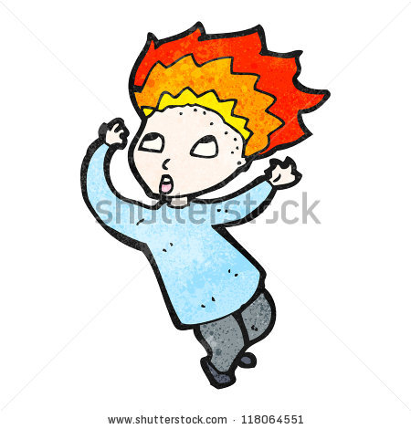 Cartoon Man With Burning Hair Stock Vector Illustration 118064551.