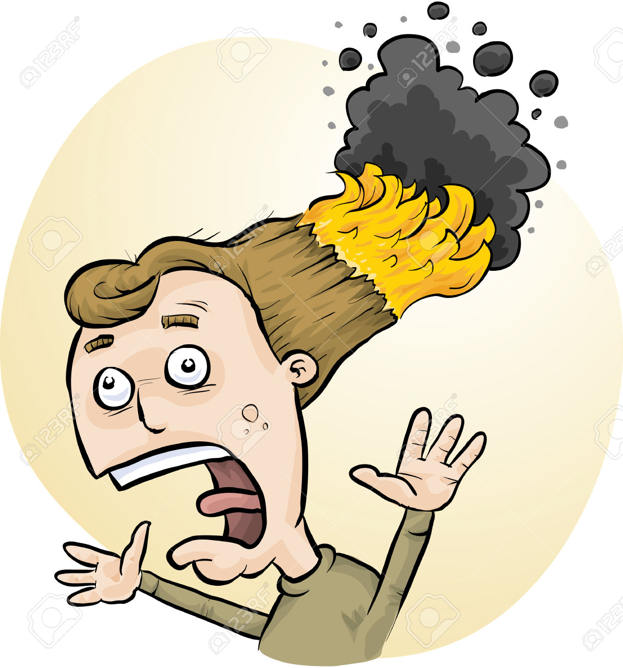 Girl with hair on fire clipart.