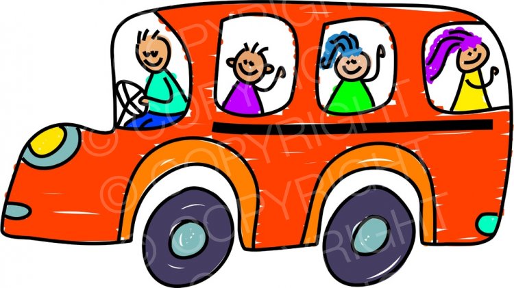 Happy Cartoon School Bus Kids Toddler Art Prawny Clip Art.