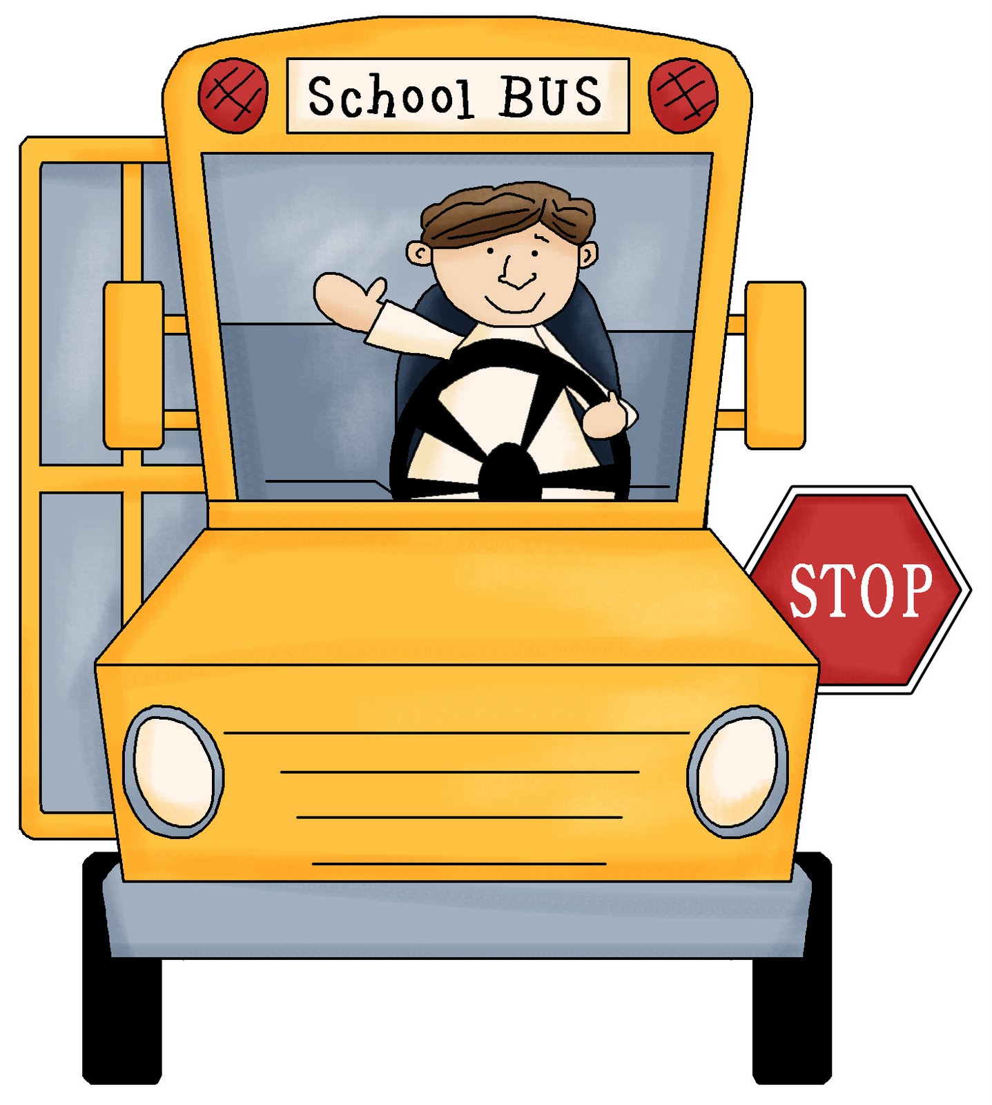 woman school bus driver cartoon