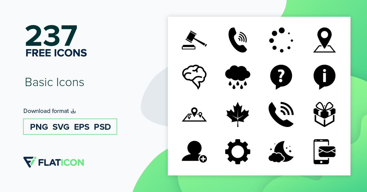 Basic Icons +235 free icons (SVG, EPS, PSD, PNG files).