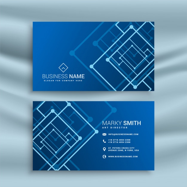 Free Blue abstract shape business card design SVG DXF EPS PNG.