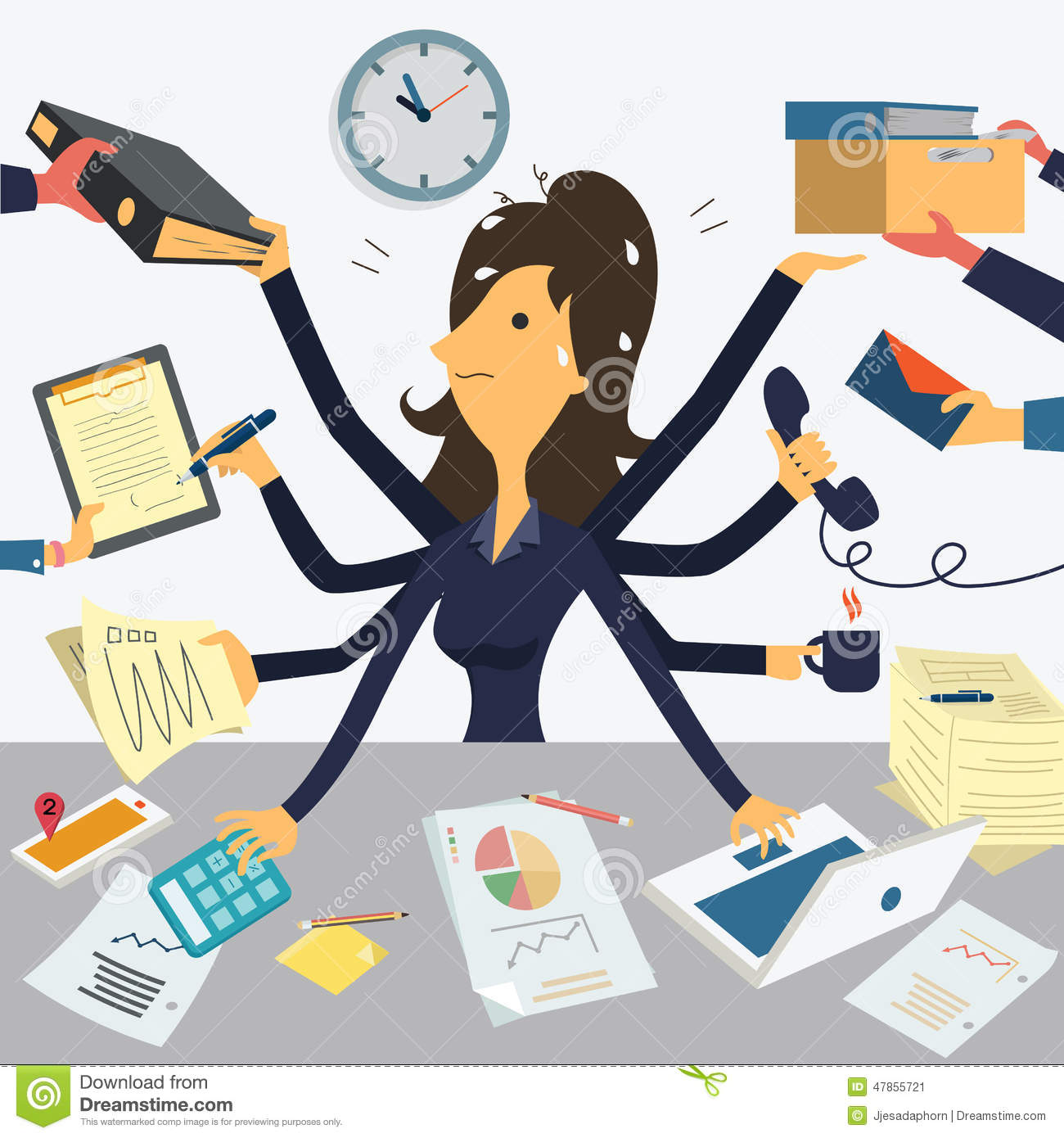 Busy Office Worker Clipart.