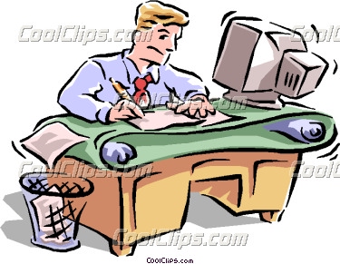 Busy office worker clipart.