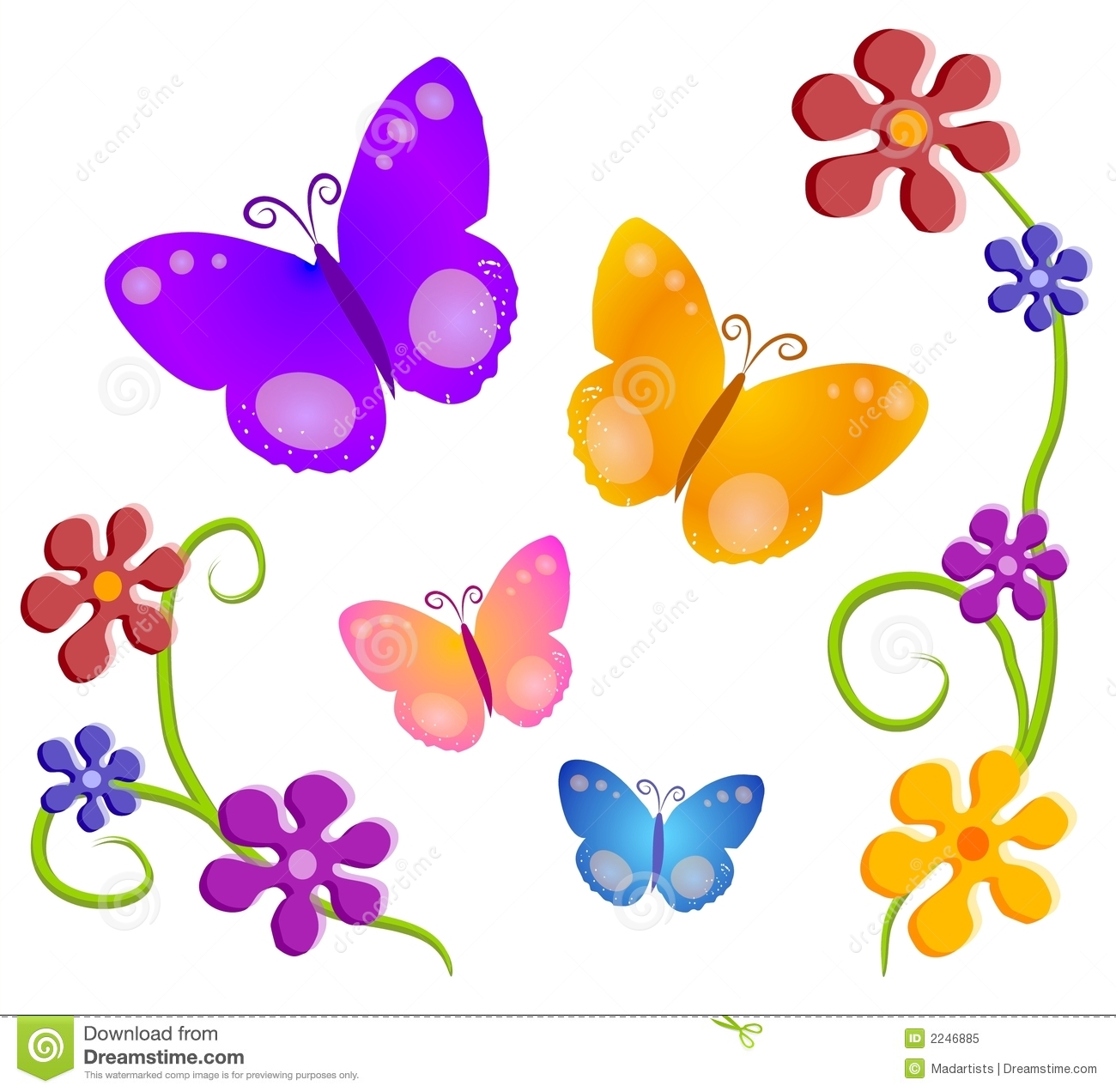 Butterfly Flowers Clip Art 01 Royalty Free Stock Image.