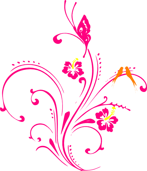 Butterfly with flower clip art.