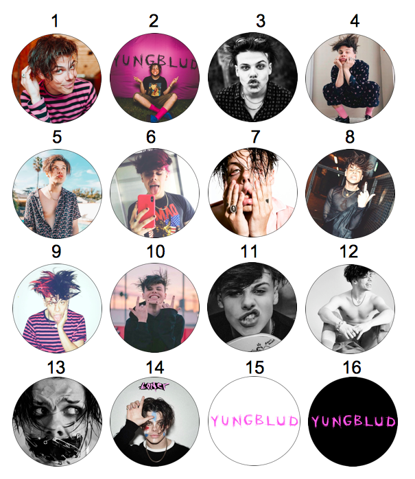 Choose One: YUNGBLUD Button Pins.