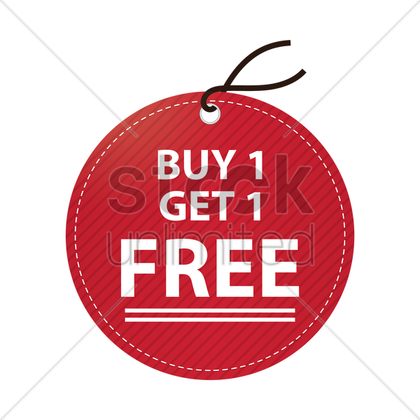 Free Buy one get one free tag Vector Image.