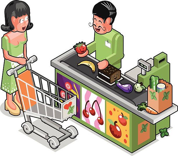 Buying Groceries Clipart.