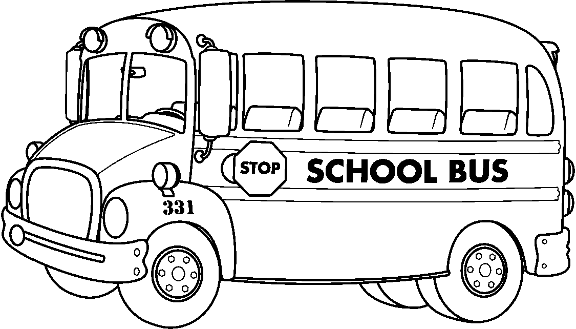 Clip art school bus black and white.