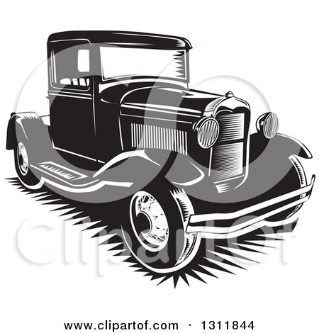 Clipart Illustration of a Black And Gray Dodge Ram Truck by David.