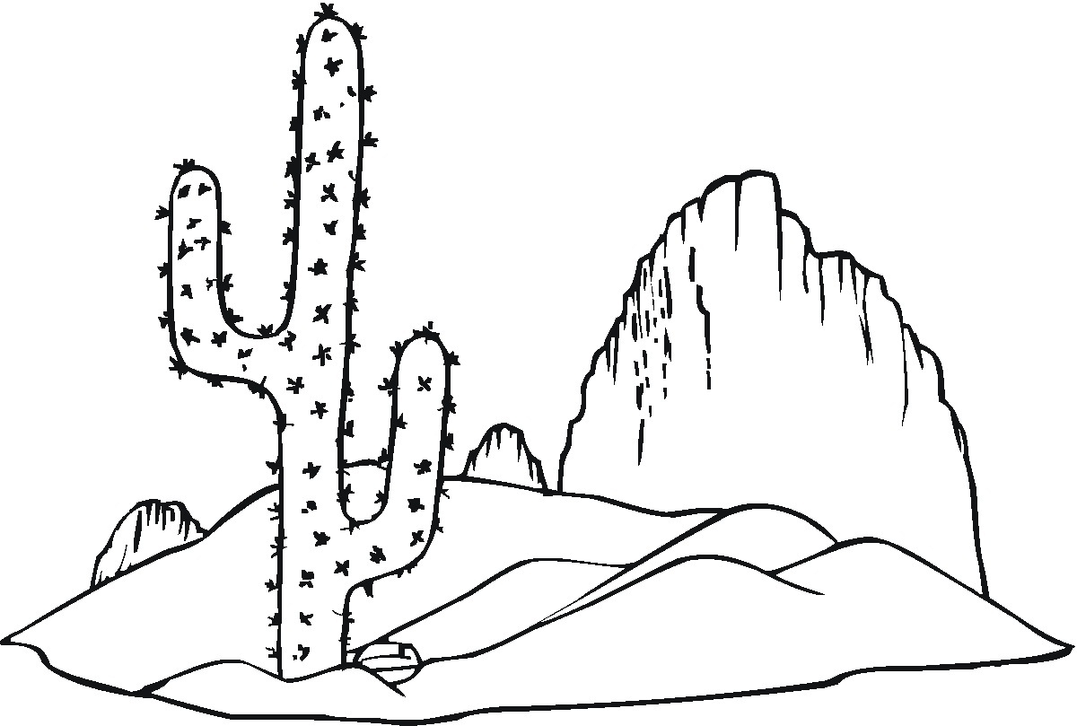 Printable Cactus Coloring Pages.