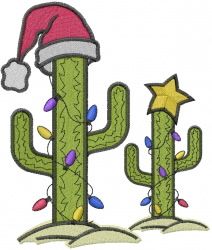 Christmas Cactus Tree Embroidery Design.