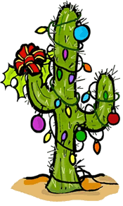Cactus With Christmas Lights Clipart.