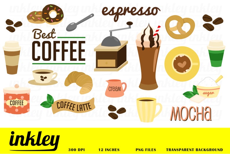 Coffee Clipart, Coffee Clip Art, Coffee Png, Cafe Clipart, Cake Clipart,  Cupcake Clipart, Barista Clipart, Coffee Bean, Bread Clipart.