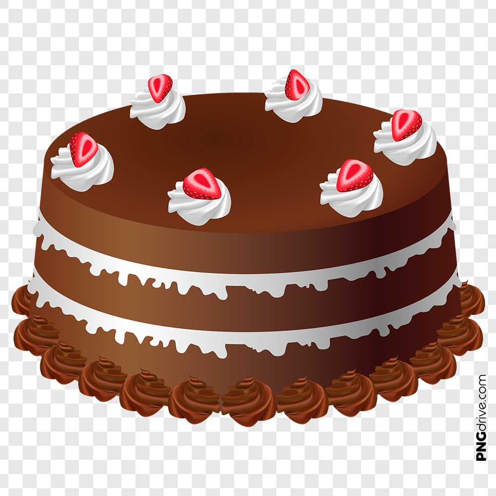Birthday Chocolate Cake Clipart PNG Image.