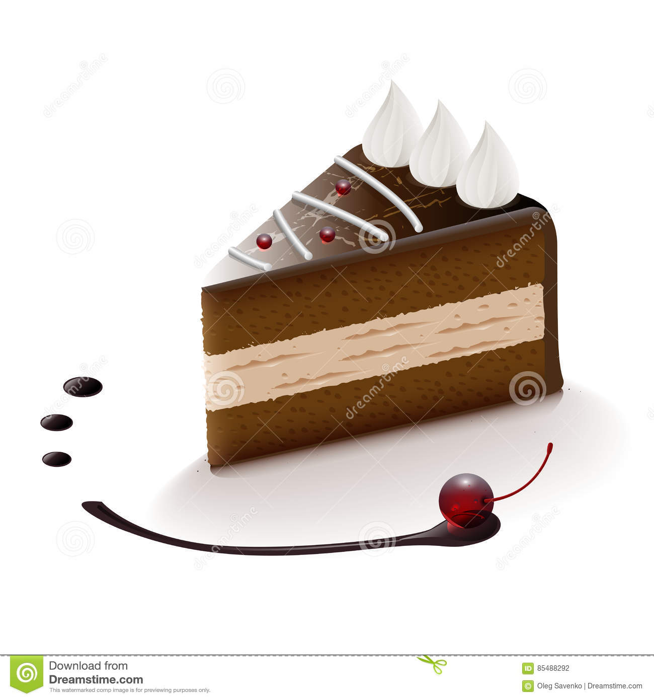 Chocolate Cake Slice. Vector Clip Art Illustration Stock Vector.