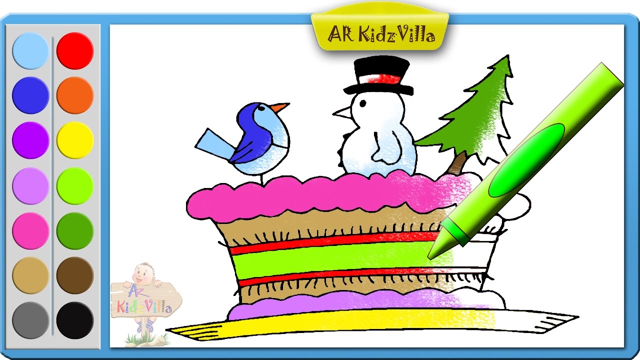 Learn Colors for Kids and Color Christmas Cake, Tree, Snowman.