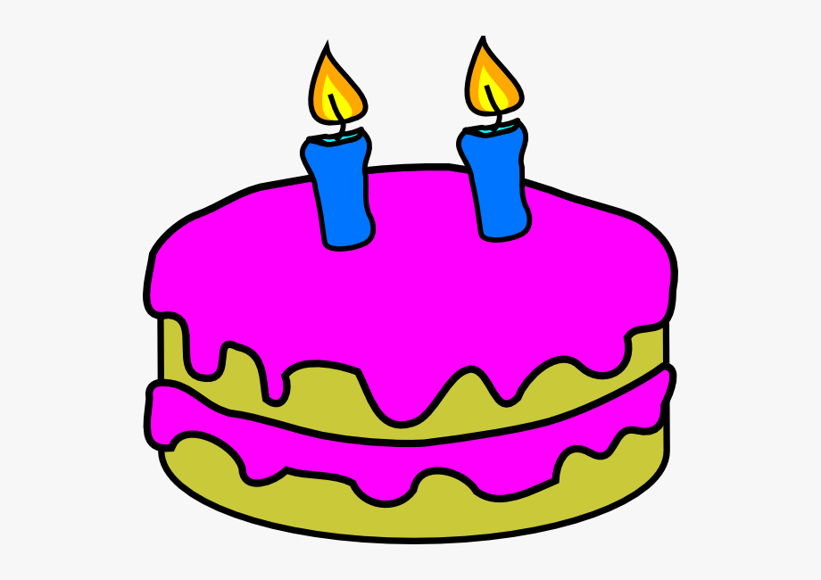 Birthday Cake 2 Candles Clip Art.