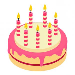 Birthday Cake With Candle Vector Clipart.