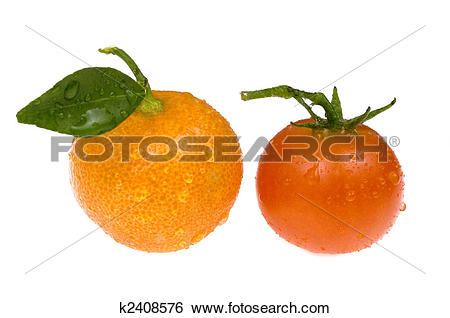 Stock Images of mandarin, calamondin and small tomato k2408576.