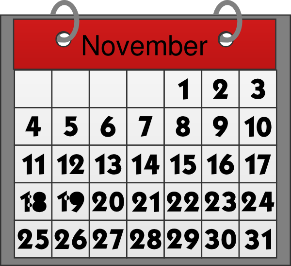 November Calendar Clipart.