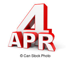 Calendar on white background 4 april Clipart and Stock.