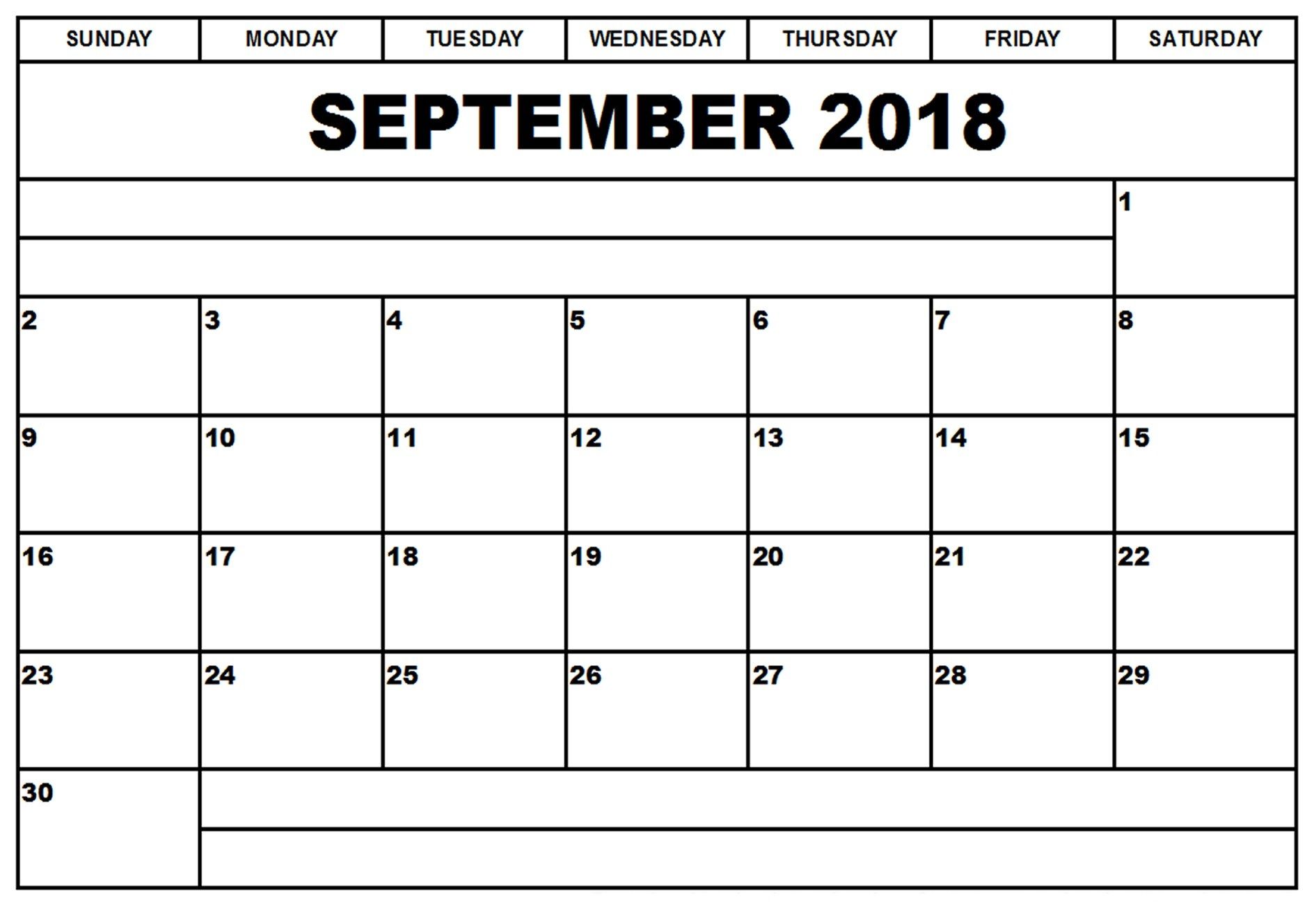 Blank September 2018 Clipart Calendar With Notes.