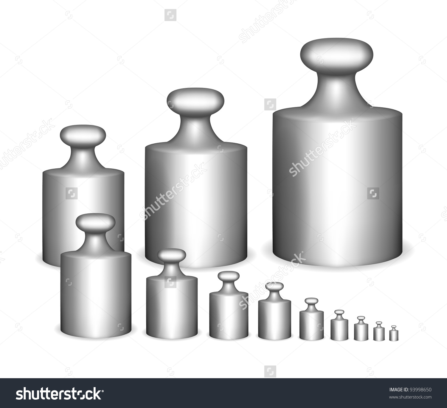 Set Of Antique Calibration Weights Vector.