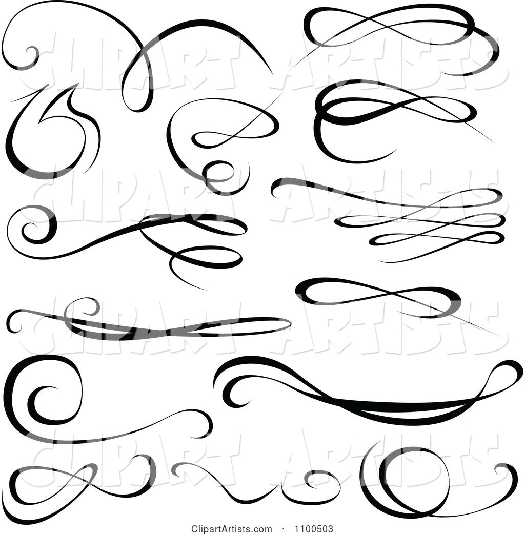 Black Swirl Calligraphic Design Elements Clipart by dero.