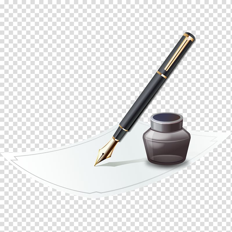 Fountain pen Paper Ink, Pen and ink transparent background PNG.