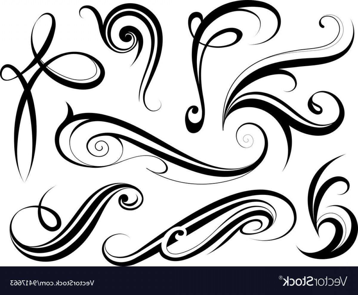 Set Of Calligraphy Swirls Vector.