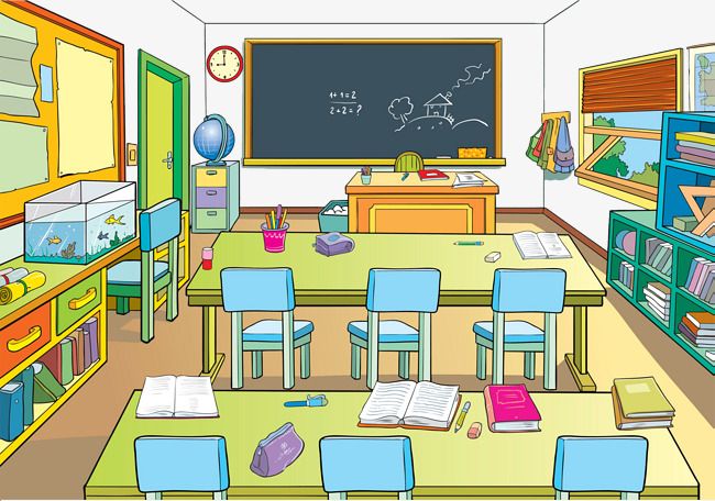 Cartoon School Classrooms, School Clipart, Classrooms.