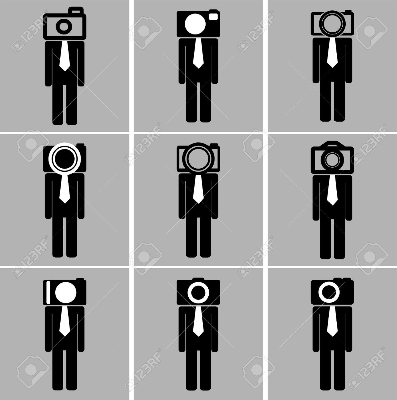 Business Man Camera Head Set Back And White Color Royalty Free.