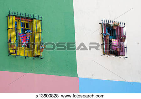 Pictures of A colorfully painted Caminito wall. x13500828.