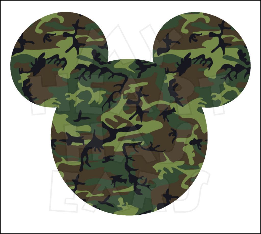 Camo Camouflage Mickey Mouse head INSTANT DOWNLOAD digital clip art.