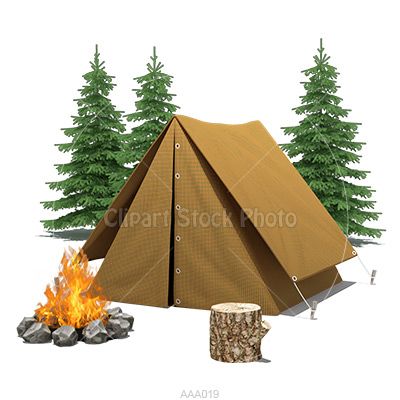 Camping Clip Art Illustration, Royalty Free Tent & Fire Stock Image.