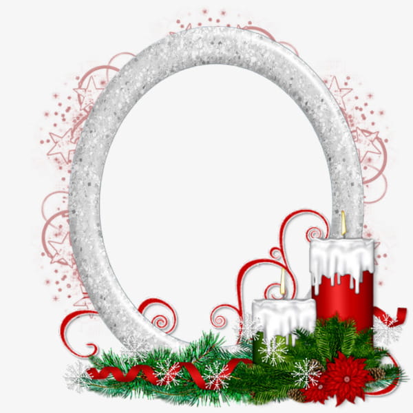 Christmas candle decoration oval border PNG clipart.