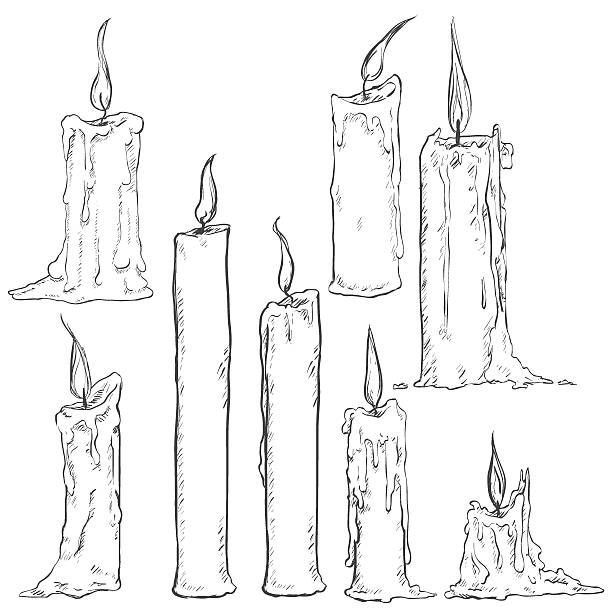 Royalty Free Drawing Of A Candle Burning Clip Art.