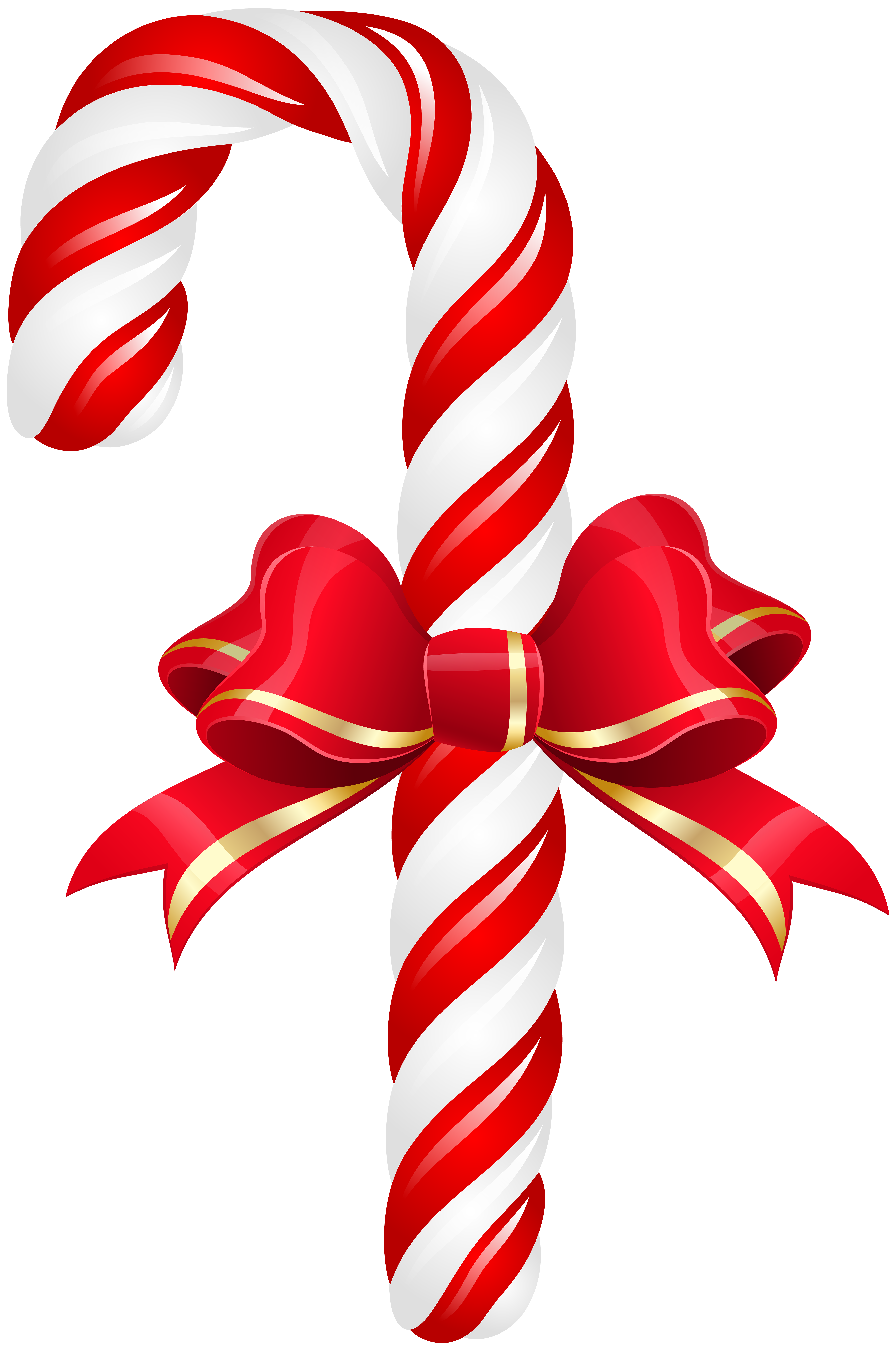 Candy Cane with Bow Clip Art Image.