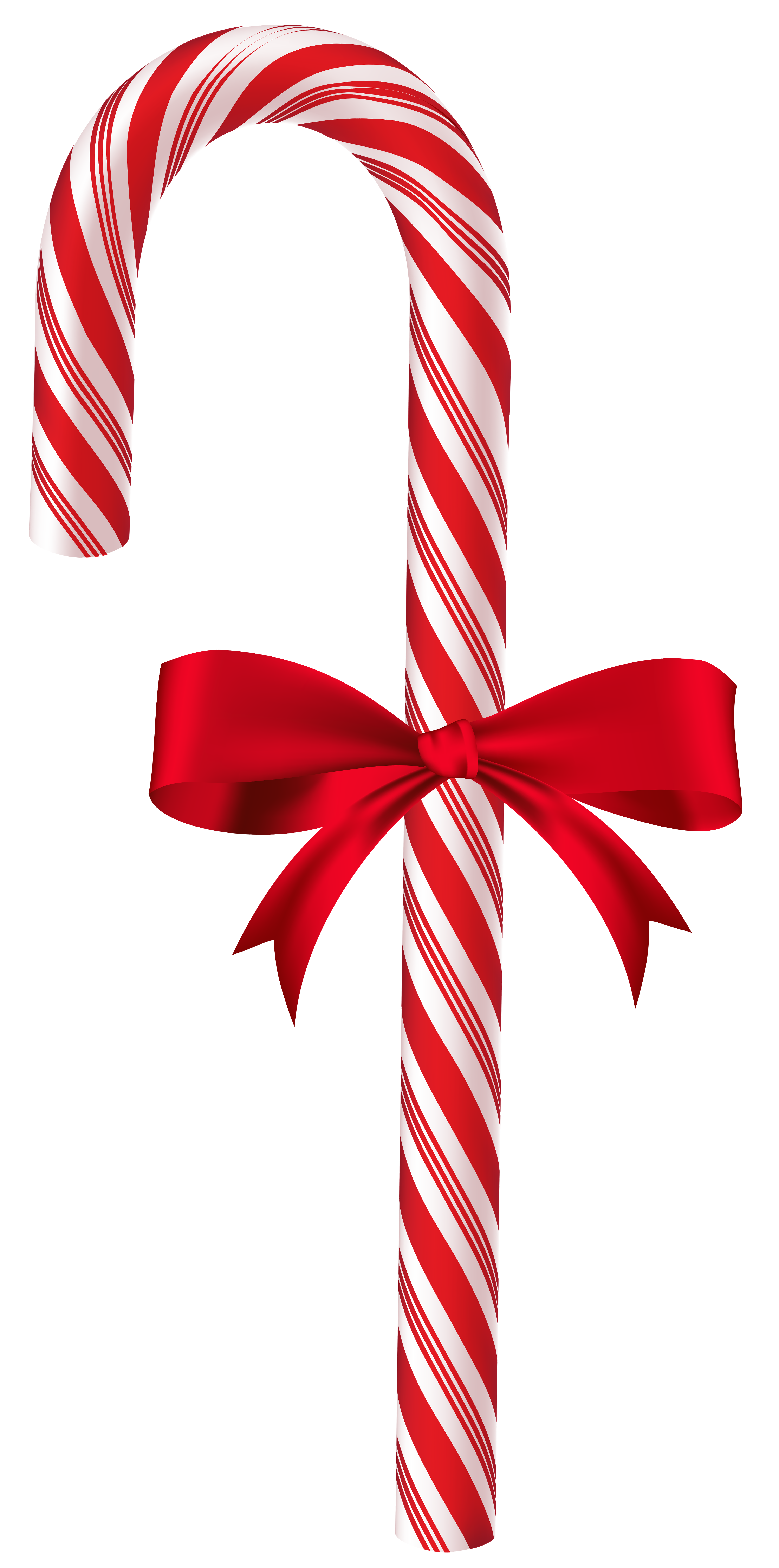 Candy Cane with Red Bow PNG Clip Art Image.