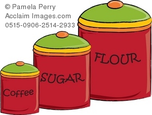 Clip Art Illustration of Kitchen Canisters.